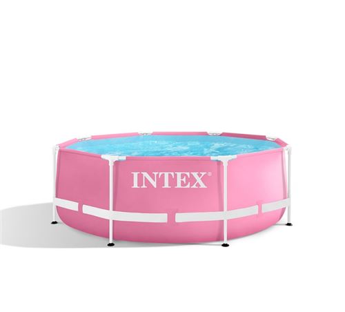 Kit piscine tubulaire Intex Metal Frame Pink ronde 2,44 x 0,76 m + Bâche à bulles