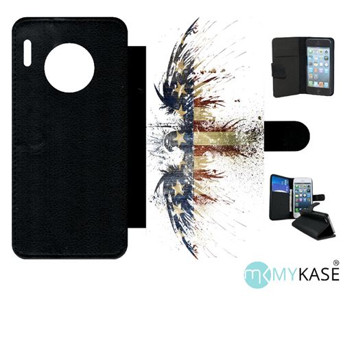 Etui My-Kase pour Mate 30 Pro - aigle americain grunge - Simili-cuir Noir