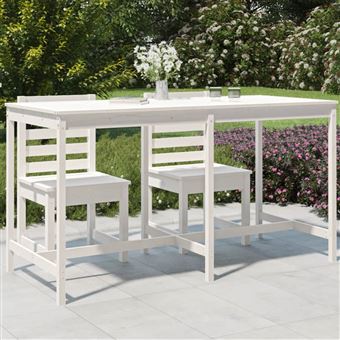 vidaXL Table de jardin blanc 203,5x90x110 cm bois massif de pin - 1