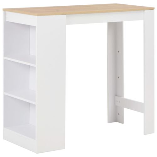vidaXL - Table de bar avec étagère - 110x50x103 cm - Blanc - Image 3