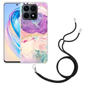 ANFAIRLACE Coque Collier Motorola Edge 50 Fusion Transparente Avec Cordon Lanyard Rose