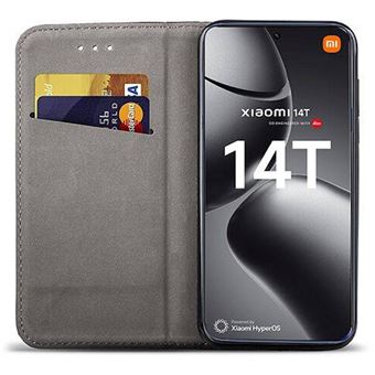 Étui Portefeuille Pour Xiaomi 14T - Housse à Rabat En Similicuir Noir, Protection Complète