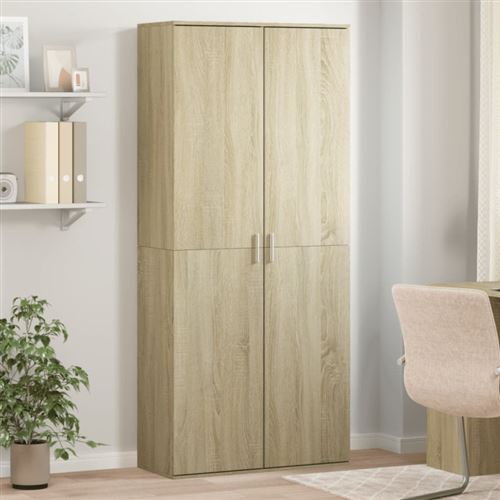 Buffet haut chêne sonoma 80x35x180 cm bois d ingénierie
