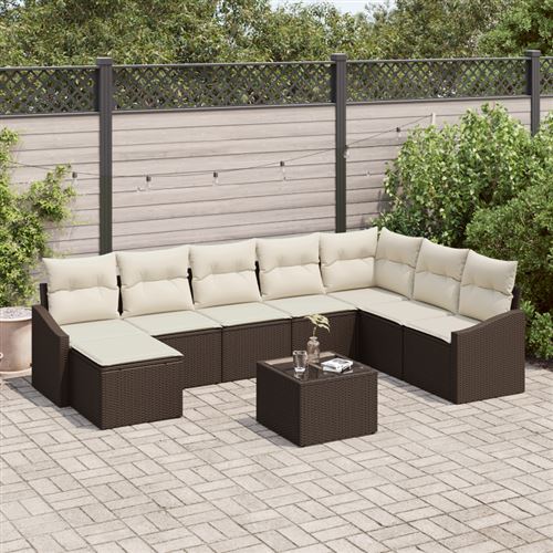 Non Communiqué Gris Ensemble De Salle À Manger De Jardin De 8 Pièces Avec Coussins Rattan Poly