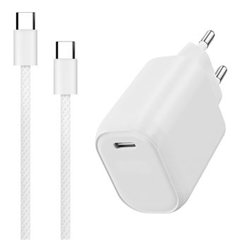 Chargeur rapide 20W avec câble USB C 1m Waytex Charge rapide PD, Compatible smartphones Type-C, Samsung, Google pixel, iPhone, etc - 1