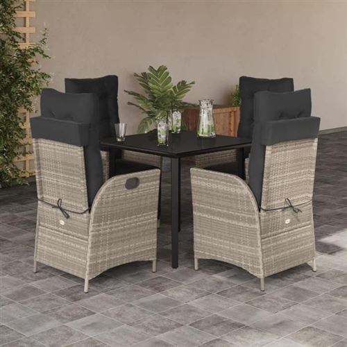 Vidaxl Gris/Clair Ensemble À Manger 5 Pcs - Image 2