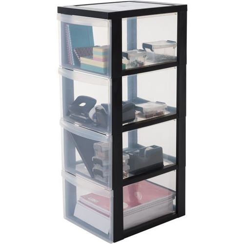 IRIS OHYAMA Armoire de rangement - 4 tiroirs de 15 L - Avec roues - Poignees ergonomiques - L29 x P37,5 x H81 cm - Noir