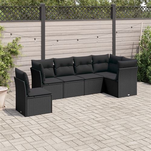 Non Communiqué Noir Vidaxl 6-Delige Loungeset Met Kussens Poly Rattan Zwart3249534