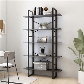 vidaXL Boekenkast met 5 schappen 100x30x175 cm bewerkt hout grijs3082000 - 1