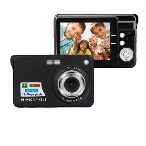 Appareil Photo Numérique Portable 18MP Zoom 8x + SD 8Go Noir YONIS