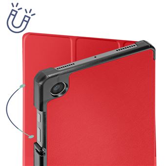 Étui Samsung Galaxy Tab A9, Clapet Support Rotatif portrait / paysage -  Rouge - Français