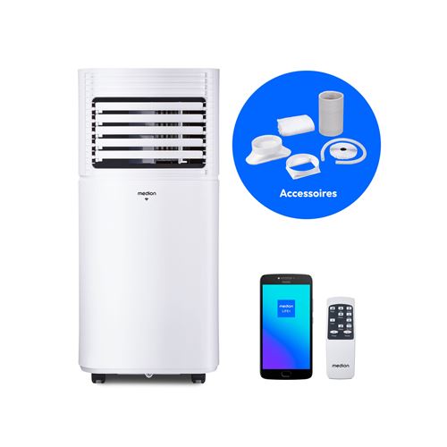MEDION LIFE® P901 KLIMAANLAGE (MD 37732) Kühlen, Entfeuchten und Ventilieren, Kühlleistung 9.000 BTU, Kühlmittel R290, max. 32m², App- und Sprachsteuerung, Inkl. Fenster-Kit