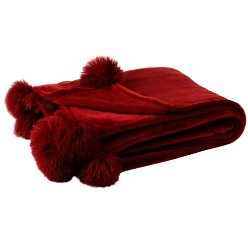 Paris Prix Rouge Plaid À Pompons Blanket 130X170cm - Image 2