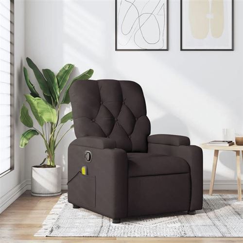 vidaXL Fauteuil de massage, relaxation tissu marron foncé