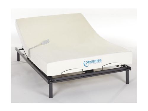 Ensemble matelas 140x200 + sommier + tête de lit gris CONFORTLUXE