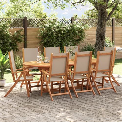 Non Communiqué Chaises Pliables De Jardin Lot De 8 Bois D Acacia Et Textilène