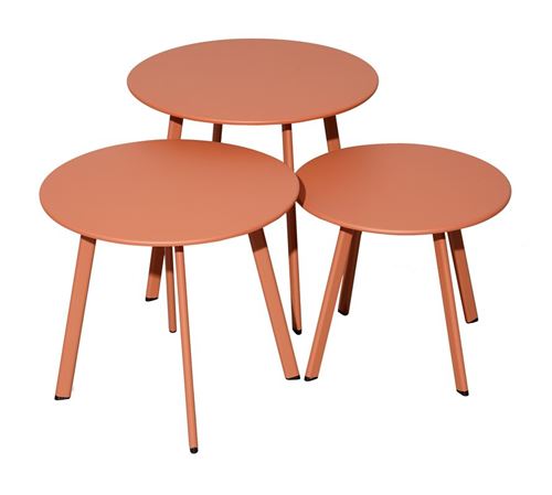PROLOISIRS Lot 3 tables basses Massaï en acier - diamètre 40/45/50 cm - hermes