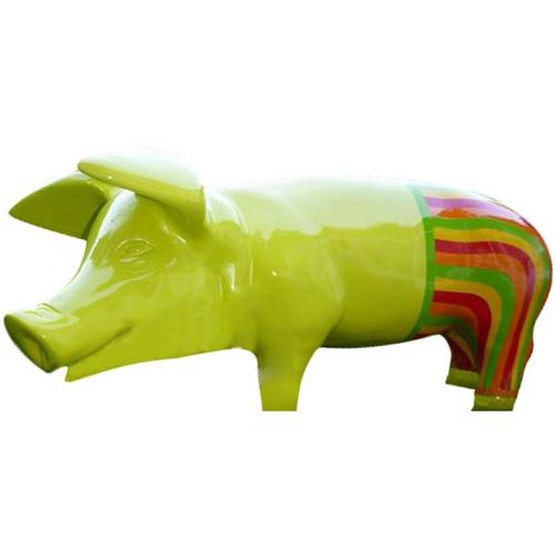 Texartes - Cochon avec pantalon coloré en résine