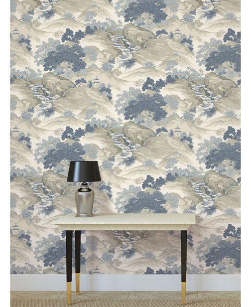 Crown Archives Papier peint paysage oriental bleu Chine