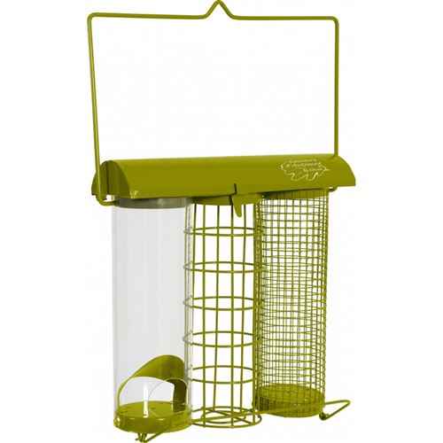 Mangeoire trio vert. 20 x 9 x hauteur 22.5 cm . pour oiseaux - zolux - ZO-170501
