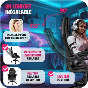 Tectake Chaise Gamer Tyson Noir Achat Prix Fnac