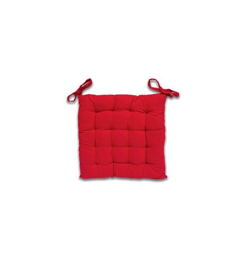 Galette de chaise capitonné Panama en coton - L 40 x l 40 x H 5 cm - Rouge