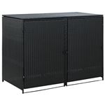 vidaXL Abris pour poubelle double Résine tressée Noir 148x80x111 cm