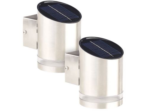 Applique solaire à LED 20 lm en acier inoxydable - x2