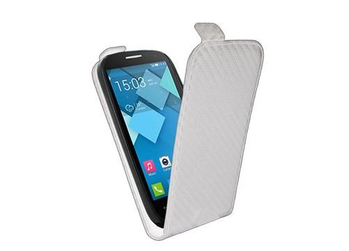 Etui Aspect Carbone Blanc POP C5 Alcatel OT-5036