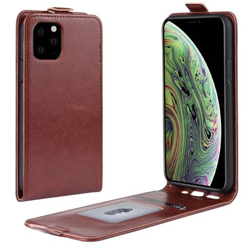Etui en PU cheval fou flip vertical marron pour votre Apple iPhone 5.8 pouces (2019)