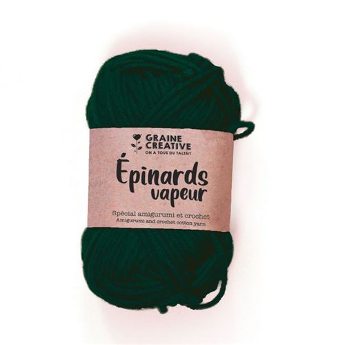 Fil de coton spécial crochet et amigurumi 55 m - vert forêt - Graine Créative