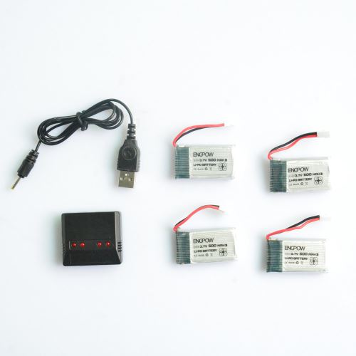 2019 4Pcs 500Mah 3.7V Lipo Batterie avec 4 En 1 Chargeur pour Syma X5Sw X5C X5C-1 Drone aloha1246
