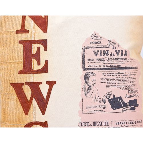 Paris Prix - Coussin Déco Vintage news 45x45cm Beige