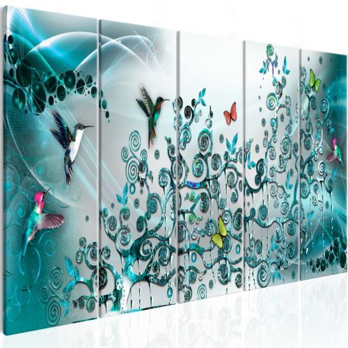 Tableau - Hummingbirds Dance (5 Parts) Turquoise Narrow .Taille : 225x90