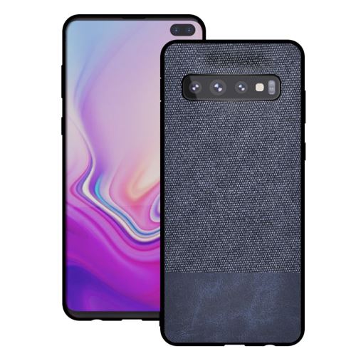 Coque en TPU épissure de tissu coton bleu pour votre Samsung Galaxy S10