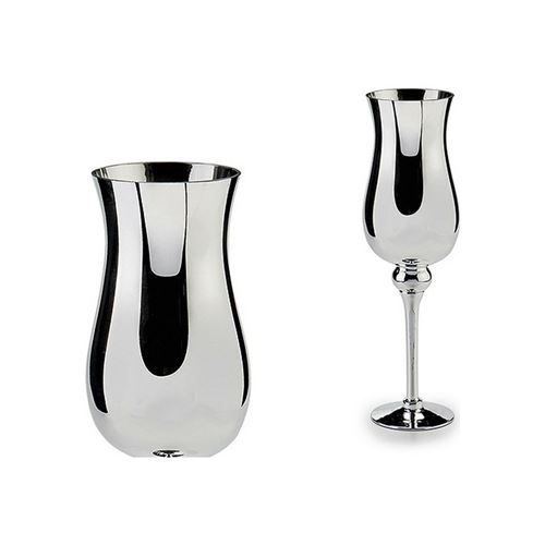 bougeoir verre argent (14 x 45 x 14 cm)