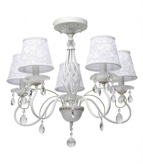 Chandelier blanc Elegance 5 ampoules 58 Cm