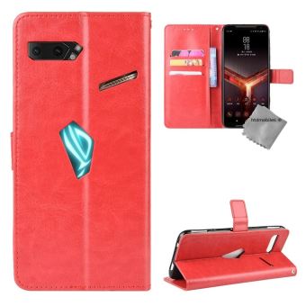 Housse etui coque pochette portefeuille pour Asus Rog Phone II ZS660KL verre trempe ROUGE htdmobiles Coque et etui telephone mobile Achat prix fnac