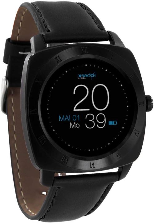 Xlyne Nara XW Pro Black Chrome Smart Watch Montre Homme 54006 - Bracelet de montre en cuir - 45 mm