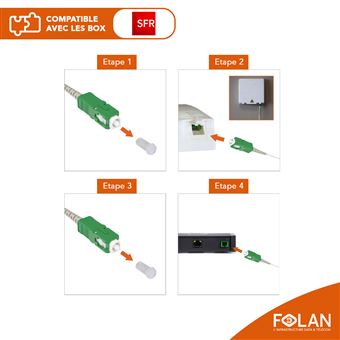 cable fibre optique box fibre de sfr 10m jarretiere optique cables reseau achat prix fnac