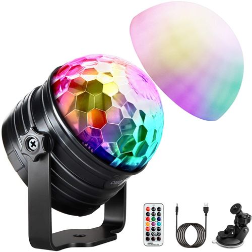 Boule Disco de Commande Vocale 7 Couleurs à Facette avec Télécommande