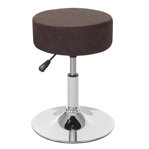 Tabouret MENDLER HWC-C22, hauteur réglable Ø 35 cm imitiation daim brun foncé vintage