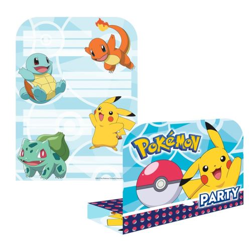 8 invitations + enveloppes pokemon