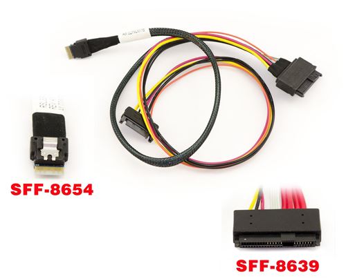 Cordon MiniSAS SFF-8639 (U.2) vers SFF-8654 Blindé - Longueur 50cm