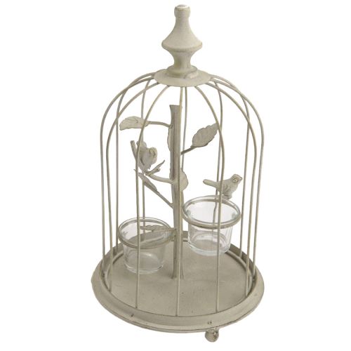 Porte bougie en métal à poser Cage à oiseaux