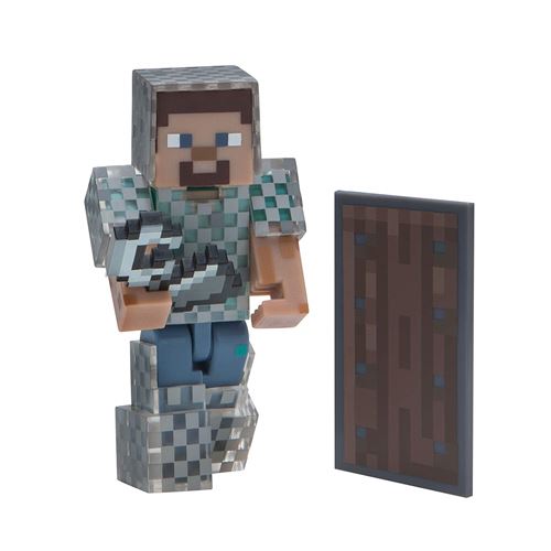 Minecraft - Figurine 7Cm - Steve en Armure & Cote de Mailles Série 4 Vague 1