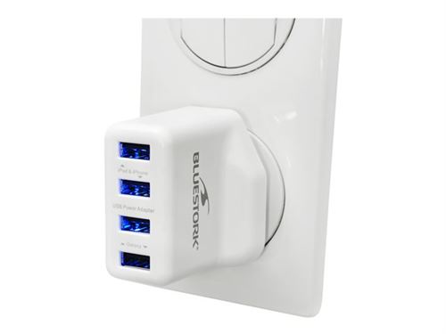 BLUESTORK Smart Charger ² - Netspanningsadapter - 3.5 A - 4 uitgangsaansluitingen (4 x USB)