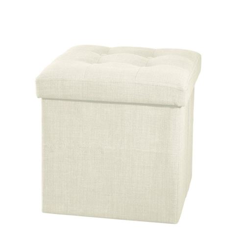 Atmosphera Blanc Pouf Pliant Coloris Beige Avec Coffre Lysandre