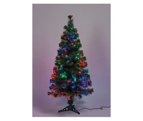 Sapin vert de noel en pvc - h 150 cm - fibre optique multicolore - 24 v lumiere animee