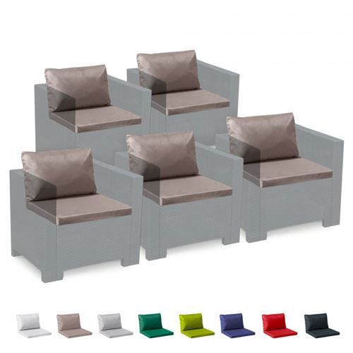 Coussins pour salon de jardin Rotin Bica Grand Soleil set rechange remplacement imperméables étanches 5 places, Couleur: Marron